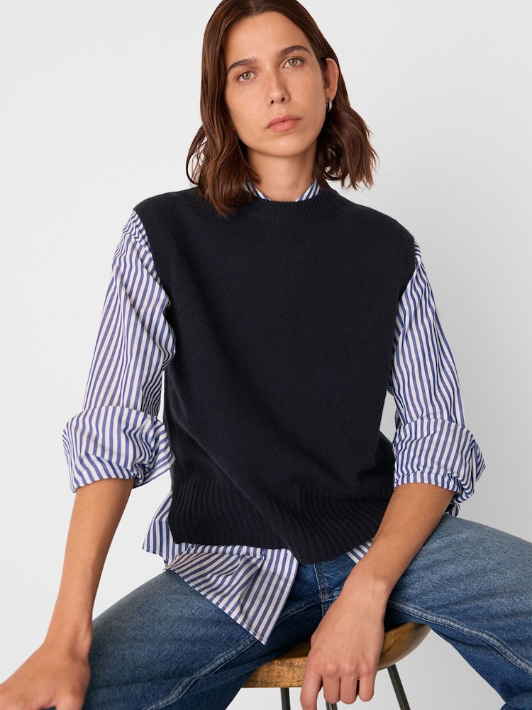 Whistles Blue Wool Sleeveless Tank - Image 2 of 6 Whistles Blue Wool Sleeveless Tank - Image 2 of 6