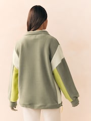 Green Colourblock Half Zip Fleece Top - Image 2 of 7