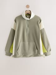 Green Colourblock Half Zip Fleece Top - Image 5 of 7