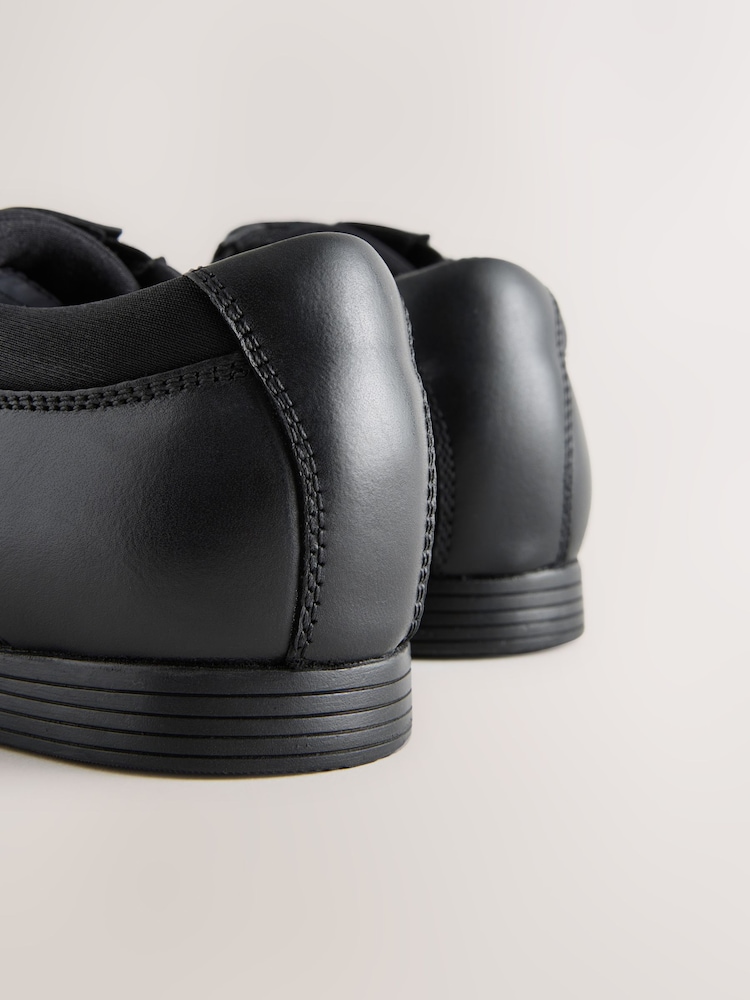 Black Standard Fit (F) Slip On Leather Loafer School Shoes - Image 5 of 5