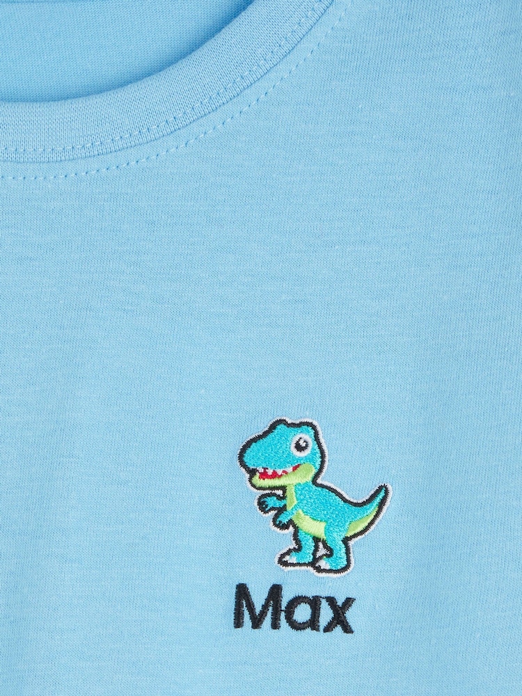 Personalised Boys Embroidered Dinosaur 100% Cotton T-Shirt by Dollymix - Image 4 of 4 Personalised Boys Embroidered Dinosaur 100% Cotton T-Shirt by Dollymix - Image 4 of 4
