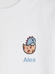 Personalised Boys Embroidered Hatched Dinosaur 100% Cotton T-Shirt by Dollymix - Image 3 of 4
