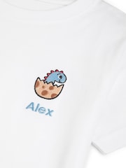 Personalised Boys Embroidered Hatched Dinosaur 100% Cotton T-Shirt by Dollymix - Image 4 of 4