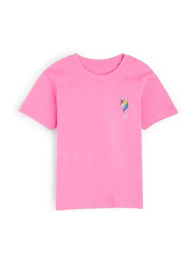 Personalised Girls Embroidered Unicorn 100% Cotton T-Shirt by Dollymix - Image 1 of 4