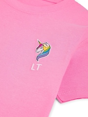 Personalised Girls Embroidered Unicorn 100% Cotton T-Shirt by Dollymix - Image 4 of 4
