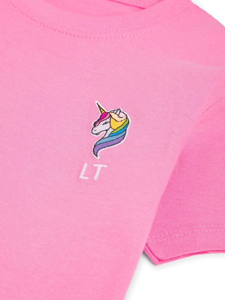 Personalised Girls Embroidered Unicorn 100% Cotton T-Shirt by Dollymix - Image 4 of 4
