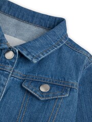 Personalised Boys Blue Embroidered Football Denim 100% Cotton Jacket by Dollymix - Image 4 of 6