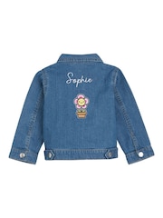 Personalised Blue Embroidered Plant Denim 100% Cotton Jacket by Dollymix - Image 2 of 6