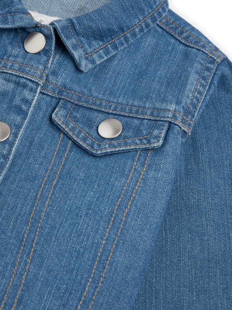 Personalised Blue Embroidered Plant Denim 100% Cotton Jacket by Dollymix - Image 6 of 6