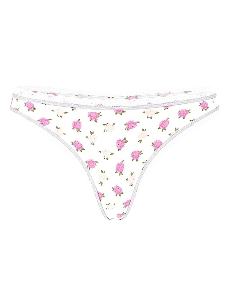 Victoria's Secret White Soft Peonies Thong Cotton Lace Waist Knickers - Image 3 of 3