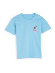Personalised Boys Blue Embroidered Rocket 100% Cotton T-Shirt by Dollymix - Image 1 of 4