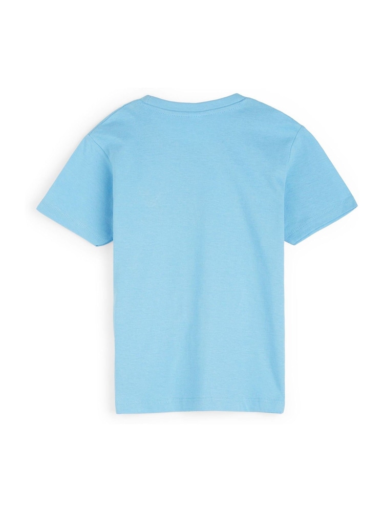 Personalised Boys Blue Embroidered Rocket 100% Cotton T-Shirt by Dollymix - Image 2 of 4