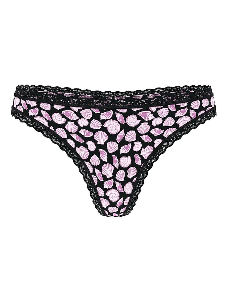 Victoria's Secret Black Seashell Thong Cotton Lace Waist Knickers - Image 3 of 3