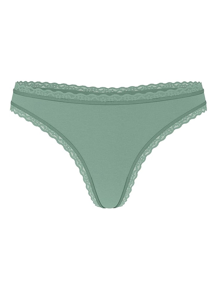 Victoria's Secret Seasalt Green Thong Cotton Lace Waist Knickers - Image 3 of 3