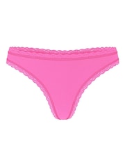 Victoria's Secret Ultra Pink Thong Cotton Lace Waist Knickers - Image 3 of 3