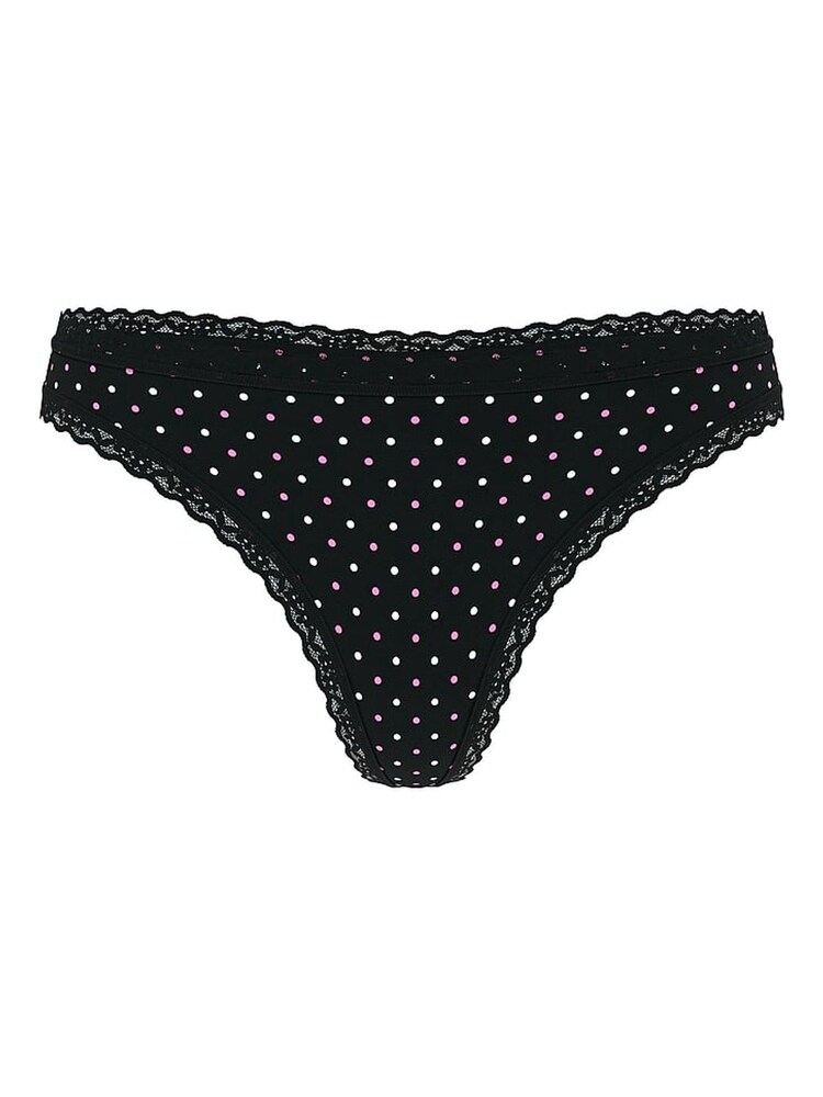 Victoria's Secret Black Multicolour Dot Thong Cotton Lace Waist Knickers - Image 3 of 3 Victoria's Secret Black Multicolour Dot Thong Cotton Lace Waist Knickers - Image 3 of 3