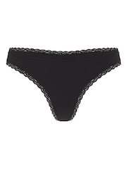 Victoria's Secret Black Thong Cotton Lace Waist Knickers - Image 3 of 3
