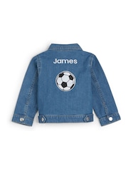 Personalised Boys Blue Embroidered Football Denim 100% Cotton Jacket by Dollymix - Image 2 of 6