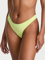 Victoria's Secret Lime Green Thong Cotton Lace Waist Knickers - Image 1 of 3