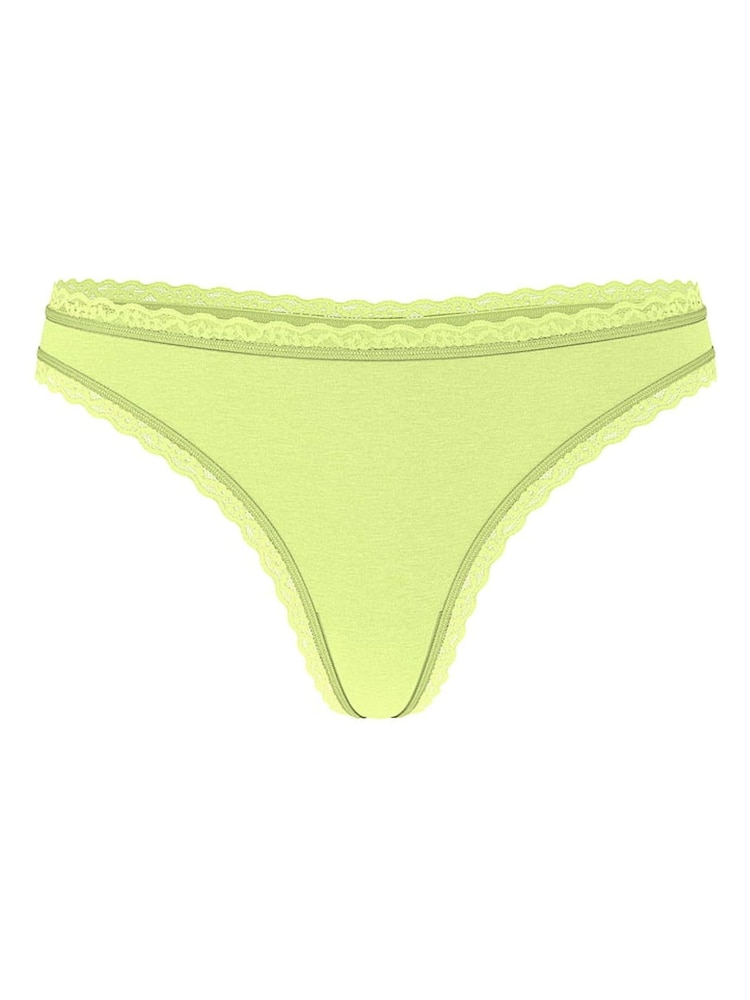 Victoria's Secret Lime Green Thong Cotton Lace Waist Knickers - Image 3 of 3