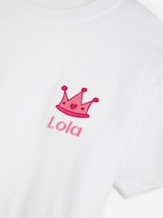 Personalised Girls Embroidered Crown 100% Cotton White T-Shirt by Dollymix - Image 4 of 4