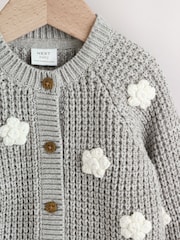 Grey Crochet Flowers Knitted Baby Cardigan (0mths-3yrs) - Image 3 of 7