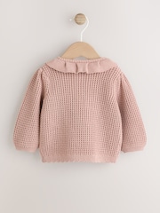 Pink Knitted Frill Collar Baby Cardigan (0mths-2yrs) (0mths-2yrs) - Image 2 of 9