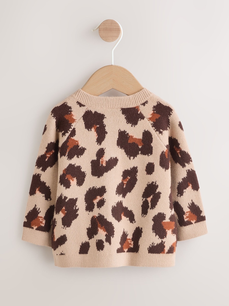 Rjava leopard - Otroška pletena jopica (0mesecev-3leto) - Slika 2 iz 6
