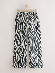 Zebra Wide Leg Pull-On Linen Blend Trousers - Image 1 of 3