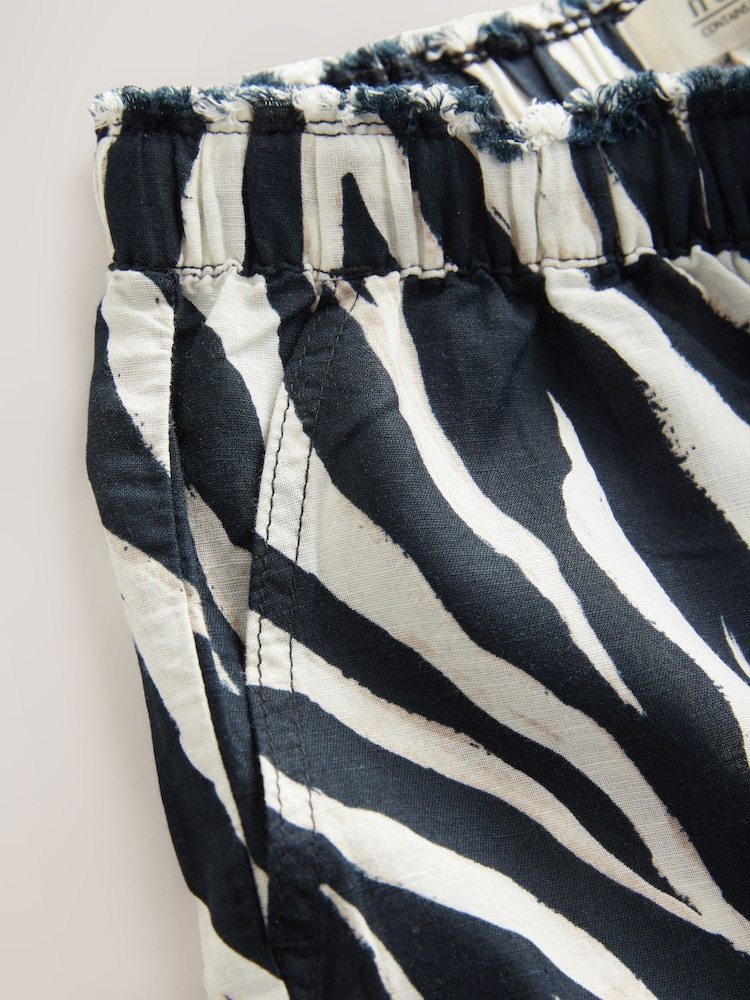 Zebra Wide Leg Pull-On Linen Blend Trousers - Image 2 of 3