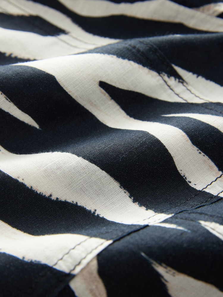 Zebra Wide Leg Pull-On Linen Blend Trousers - Image 3 of 3