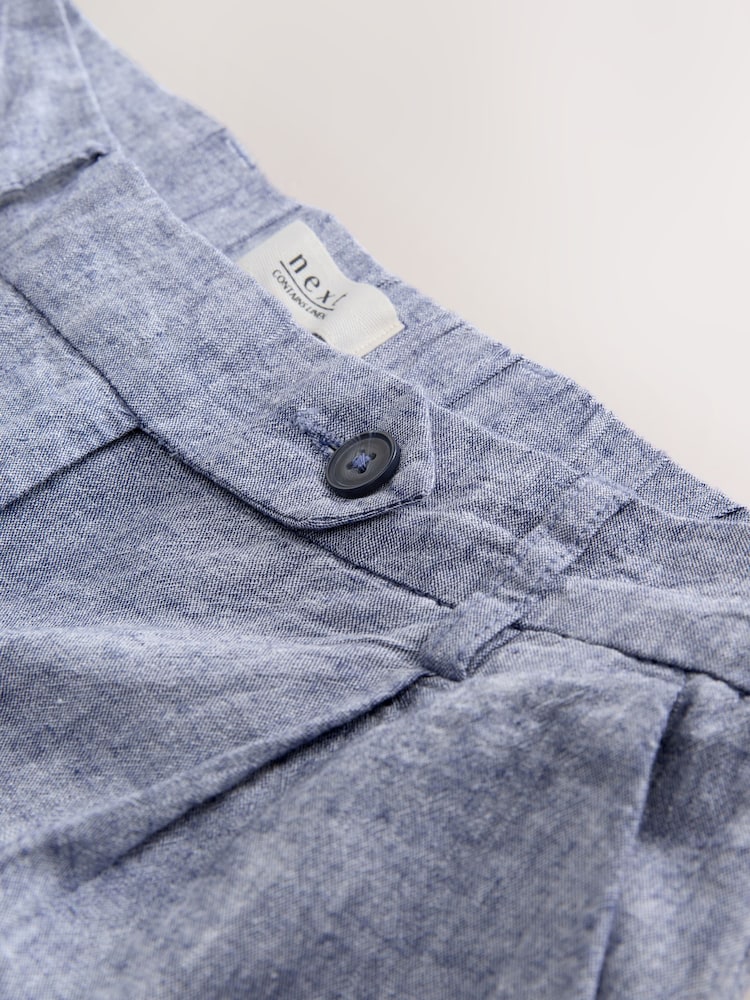 Light Blue Stay Smart Wide Leg Linen Rich Trousers - Image 3 of 3