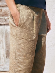 Brown 100% Cotton Jacquard Barrel Trousers - Image 4 of 4