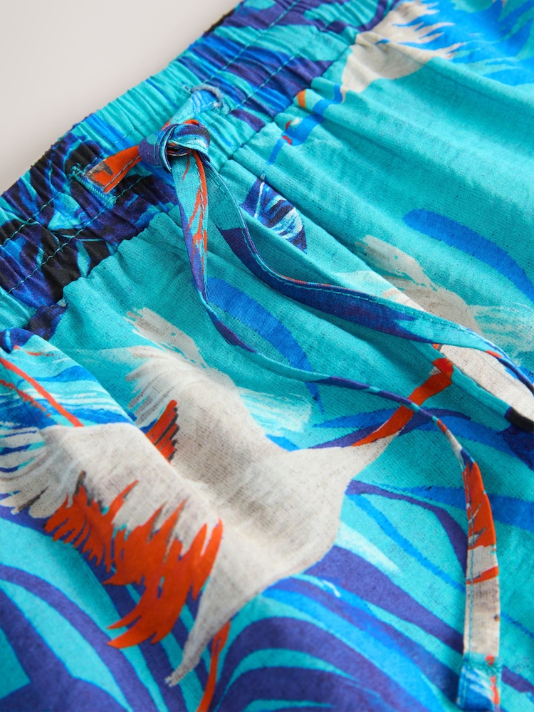 Blue Print Sports Shorts With Contrast Stripe - Image 3 of 3