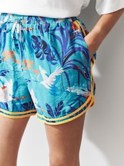 Blue Print Sports Shorts With Contrast Stripe - Image 4 of 7