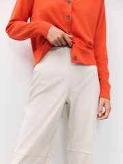 Ecru Smoothing Faux Suede Wide Leg Trousers - Image 4 of 5
