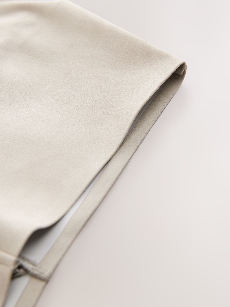 Ecru Smoothing Faux Suede Wide Leg Trousers - Image 8 of 8