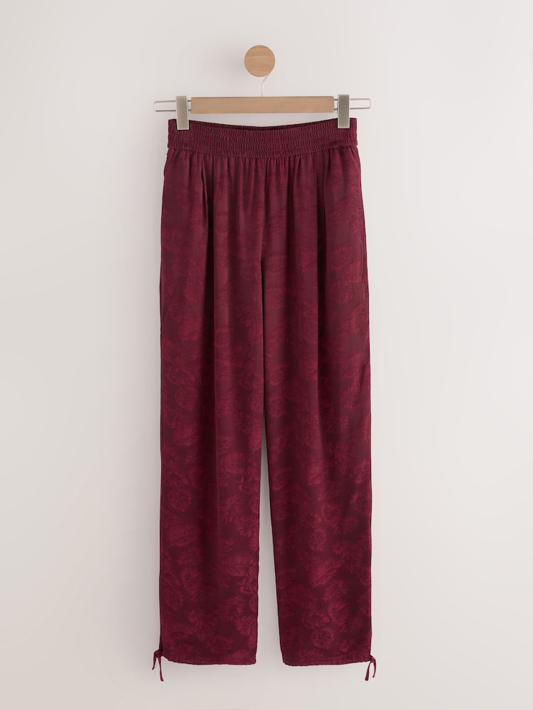 Plum Purple Satin Jacquard Harem Trousers - Image 1 of 5