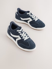 Navy Blue Standard Fit (F) Elastic Lace Trainers - Image 1 of 5