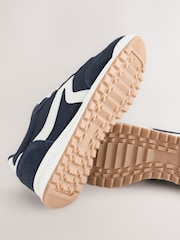 Navy Blue Standard Fit (F) Elastic Lace Trainers - Image 3 of 5