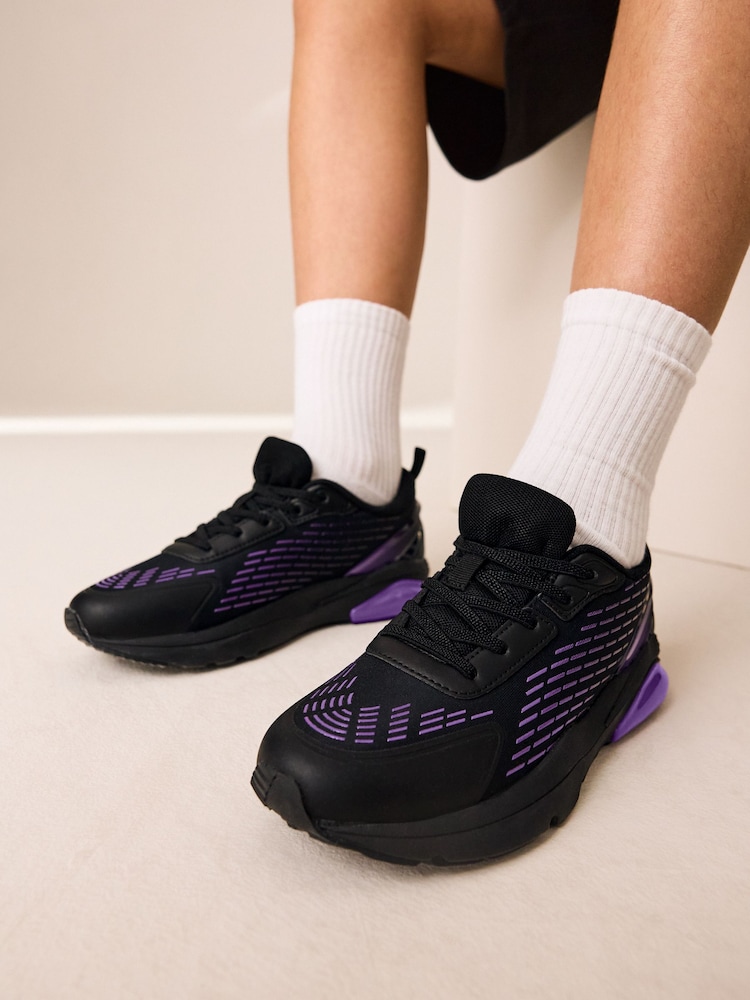 Negro/violeta - Zapatillas elásticas con cordones - Imagen 1 de 8