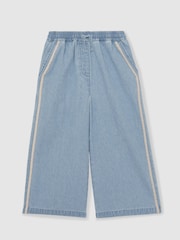 Reiss Light Blue Dean 9-13 yrs Cotton Chambray Relaxed Trousers - Image 2 of 4
