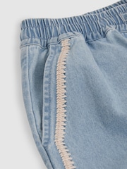 Reiss Light Blue Dean 9-13 yrs Cotton Chambray Relaxed Trousers - Image 4 of 4