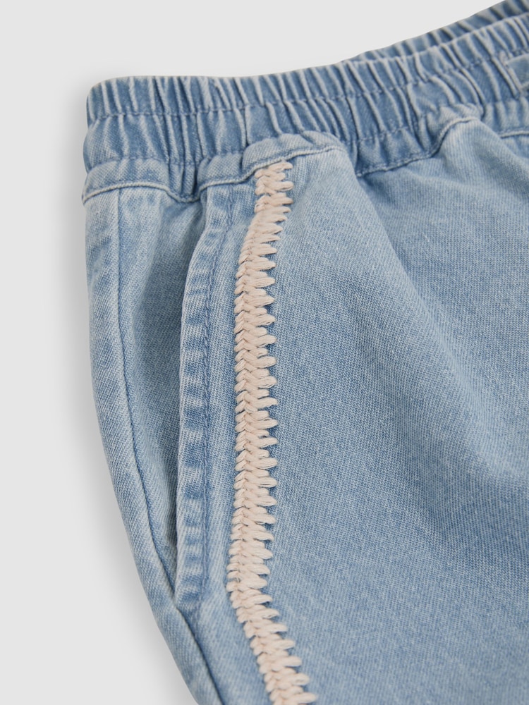 Reiss Light Blue Dean 9-13 yrs Cotton Chambray Relaxed Trousers - Image 4 of 4