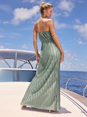 Lipsy Blue Shell Trim Strappy Plisse Cowl Neck Maxi Dress - Image 5 of 5