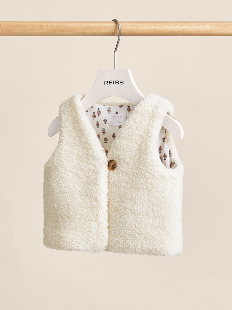 Reiss Ivory Shai Lined Fleece Gilet - Image 1 of 3 Reiss Ivory Shai Lined Fleece Gilet - Image 1 of 3