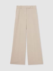 Reiss Neutral Devon Petite Linen-Blend Wide-Leg Trousers - Image 2 of 8