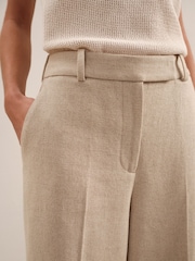 Reiss Neutral Devon Petite Linen-Blend Wide-Leg Trousers - Image 5 of 8
