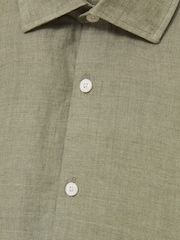 Reiss Thyme Green Holiday Linen Short-Sleeve Shirt - Image 7 of 7