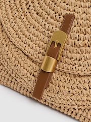 Reiss Natural Aurora Flap-Pocket Raffia Tote Bag - Image 6 of 6